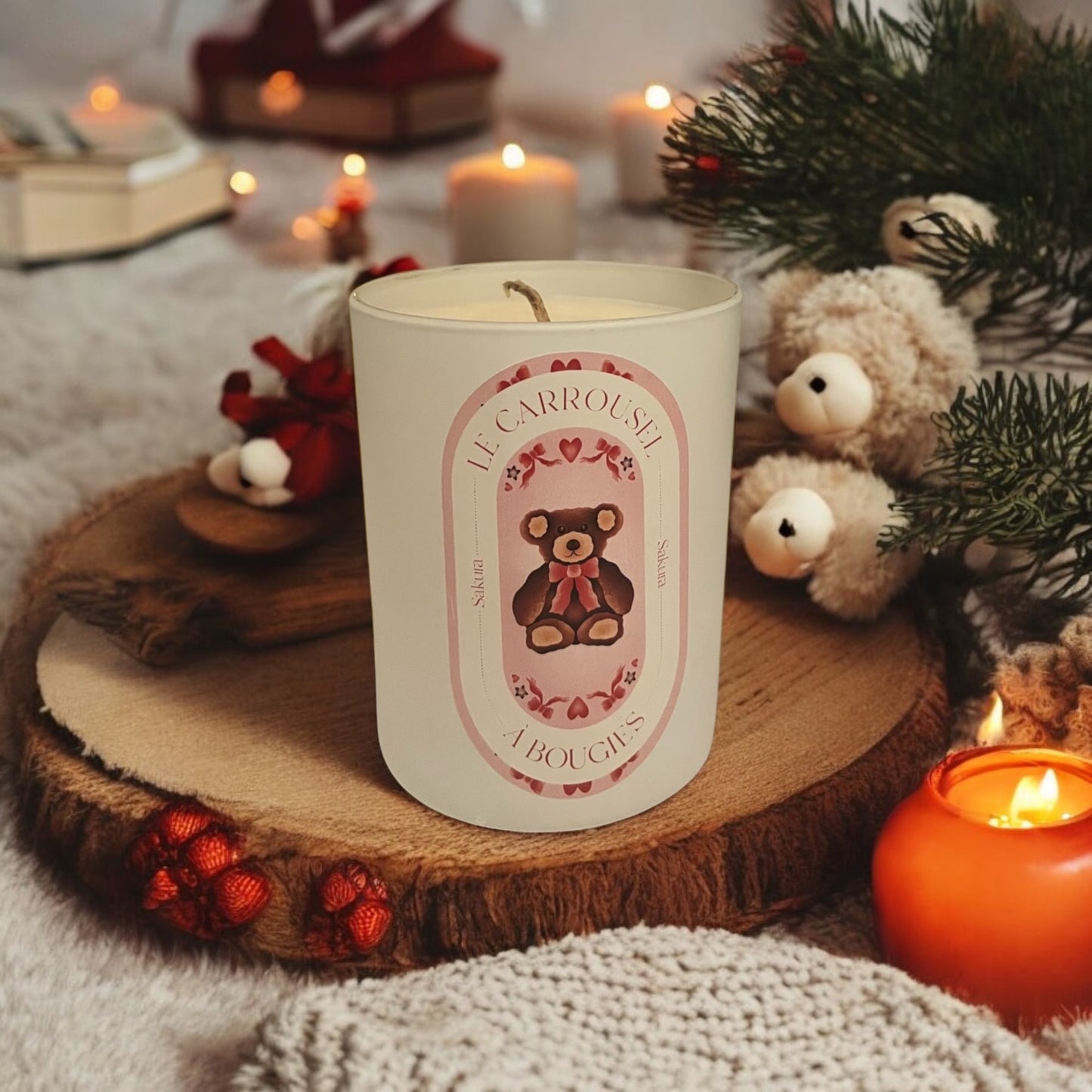 Bougie fève ourson - Rouge